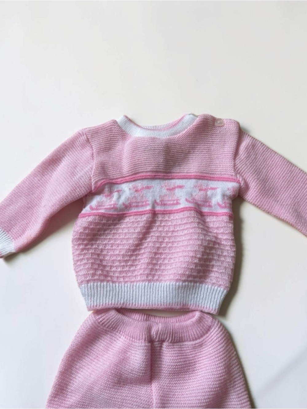 Vintage baby girl knit sweater set Snuggle Alert 6/9 months